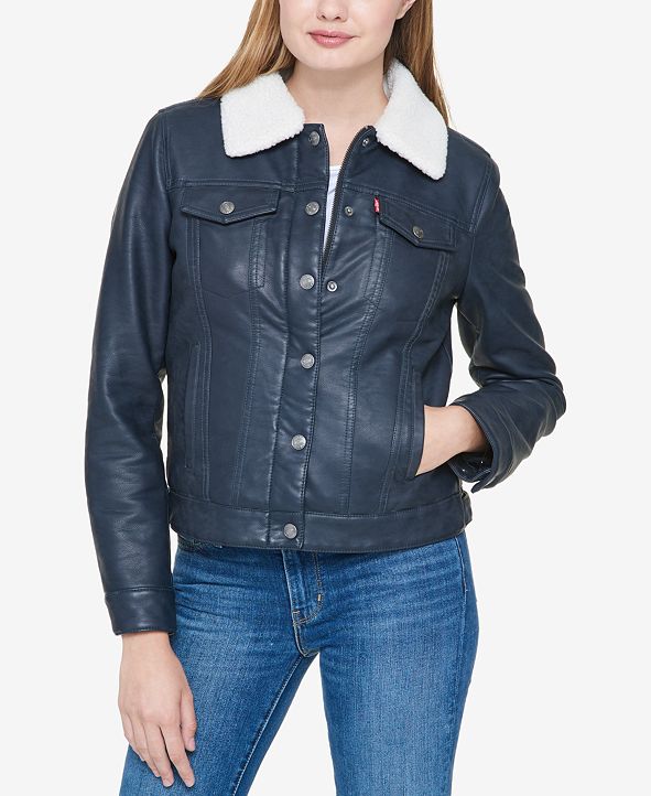 Levi's faux leather jacket sherpa Clearance