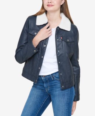 levi's blue leather jacket