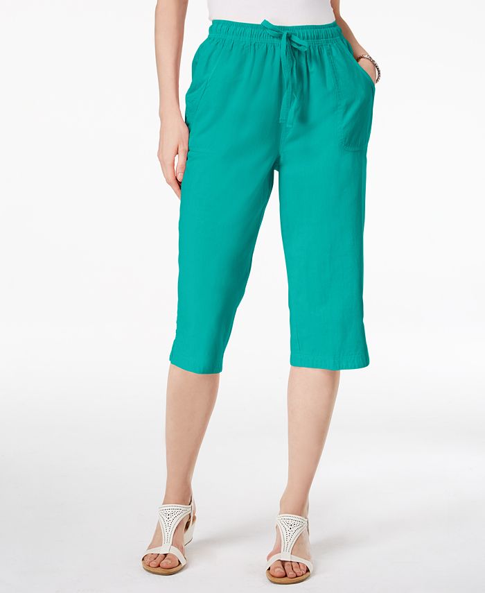 Karen Scott Petite Cotton Drawstring Capri Pants, Created for Macy's ...