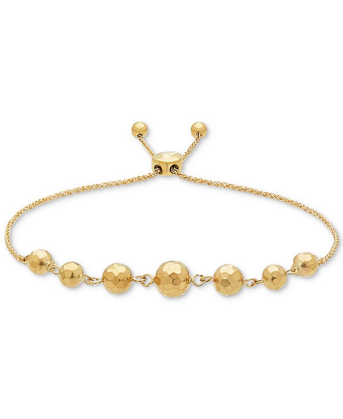 Macy's Beaded Adjustable Bracelet in 10k Gold & Reviews Bracelets