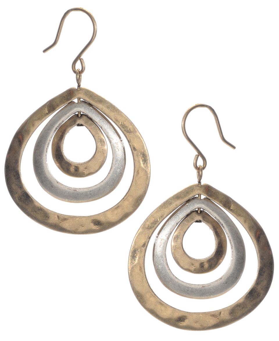 Kenneth Cole New York Earrings, Gold tone Textured Circle and Crystal