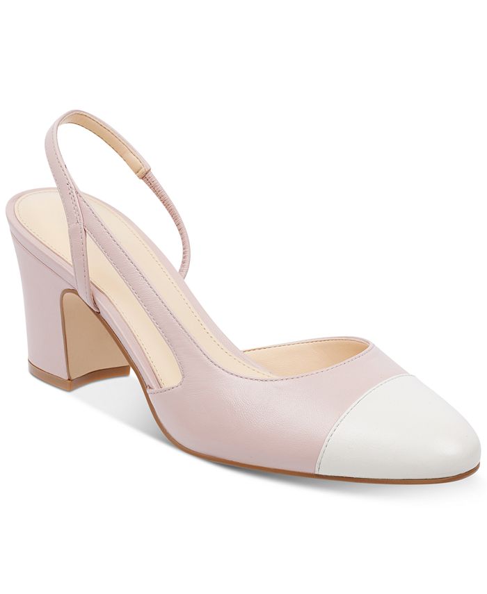 sling back block heel pumps