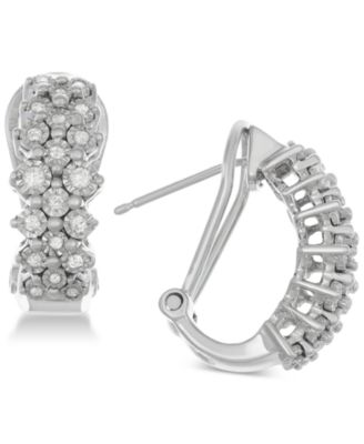 Серьги-кольца Macy's с бриллиантами 0,50 кт в серебре