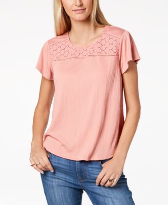 macys pink tops