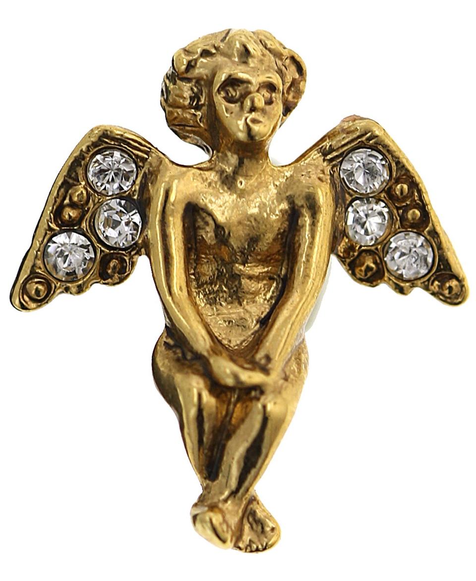 Vatican Brooch, Gold Tone Crystal Angel Pin   Fashion Jewelry