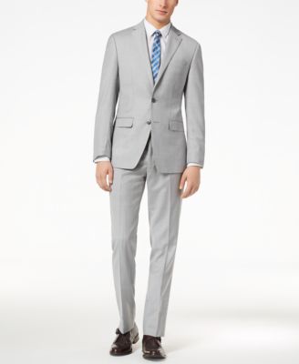 calvin klein light gray sharkskin modern fit suit