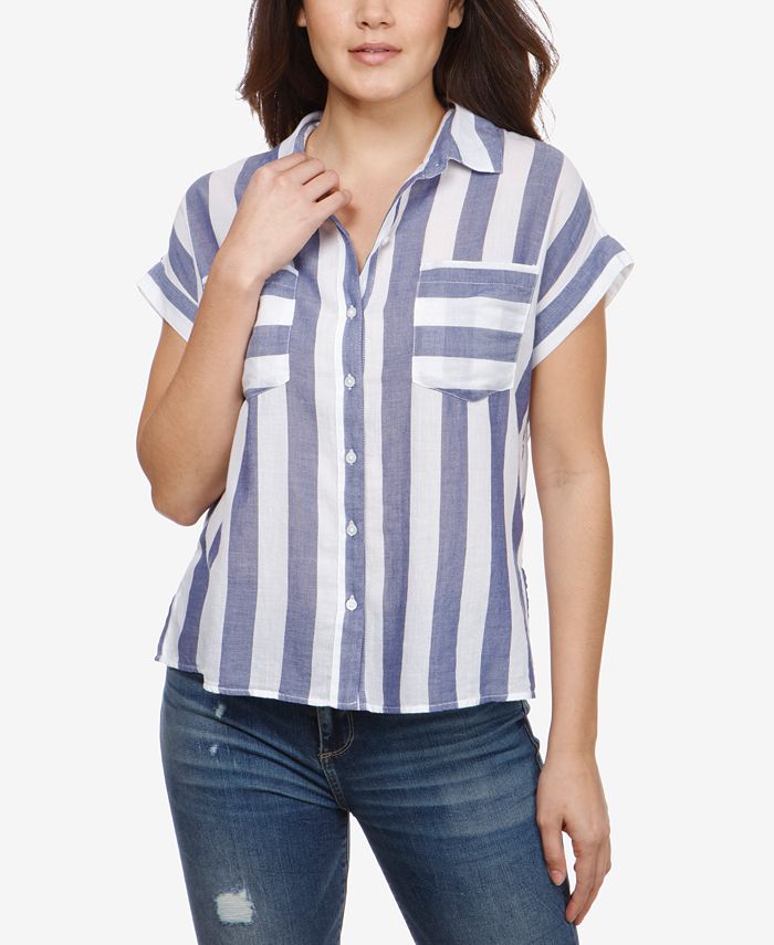 Lucky Brand Cotton Striped Short-Sleeve Shirt & Reviews - Tops - Women