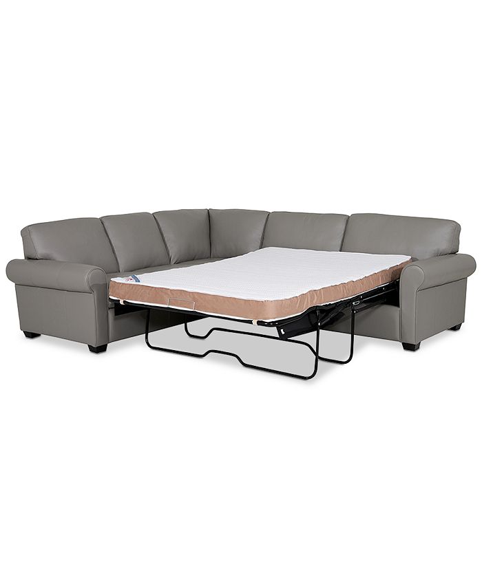 Furniture Orid 2Pc. Leather "L"Shaped Full Sleeper Sectional Sofa