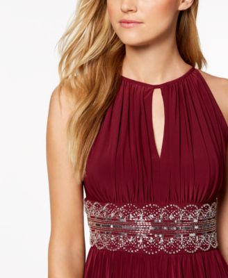 r & m richards sleeveless embellished empire waist dress