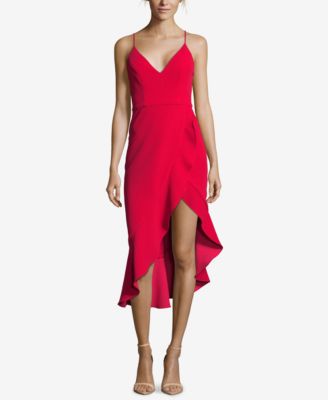 macy's red high low dress