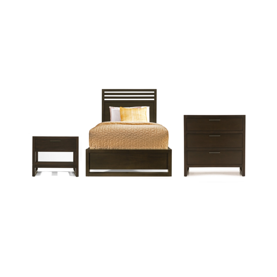   Furniture, Noir Twin 3 Piece Set (Bed, Nightstand and 3 Drawer Chest