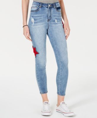 jeans with red star patches