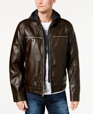 macy's red leather jacket