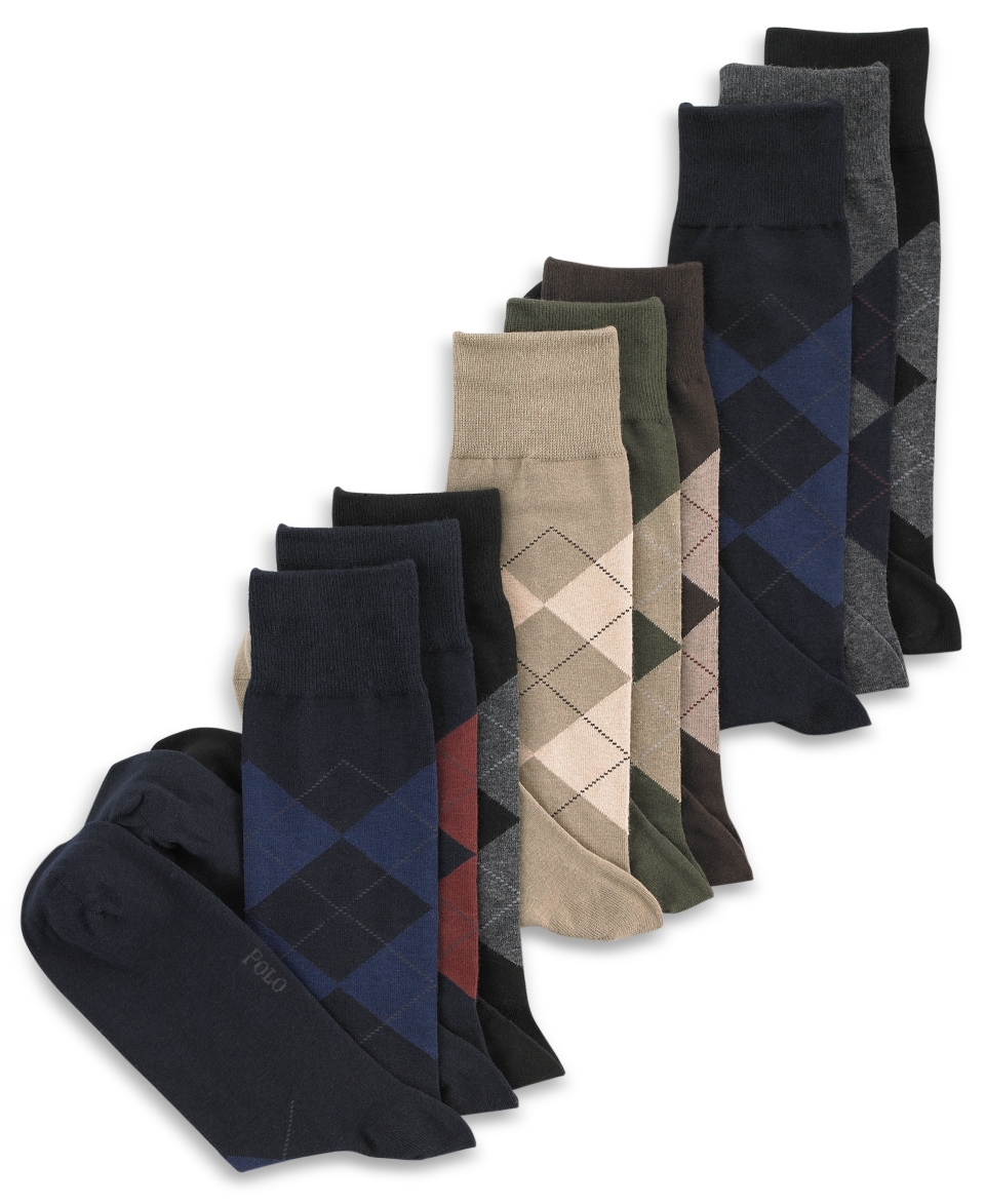 Polo Ralph Lauren Mens Socks, Extended Size Argyle Dress Mens Socks 3 Pack   Underwear   Men