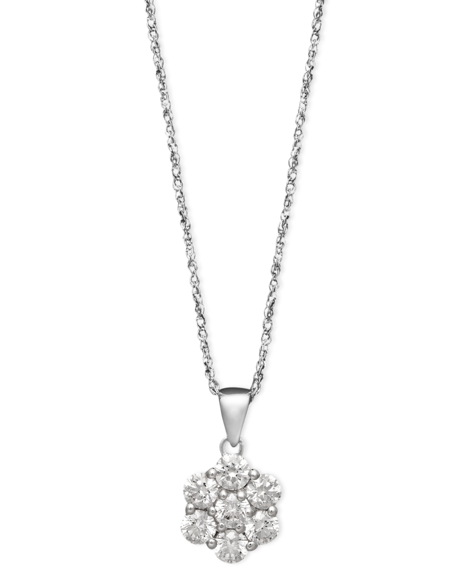 Arabella 14k White Gold Necklace, Swarovski Zirconia Round Pave Pendant (1 3/8 ct. t.w.)   Necklaces   Jewelry & Watches