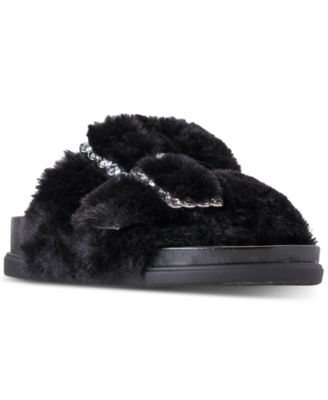steve madden fur slides black