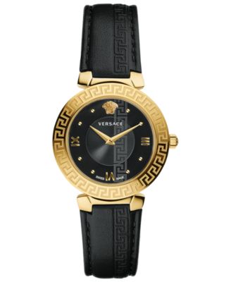 versace black leather watch