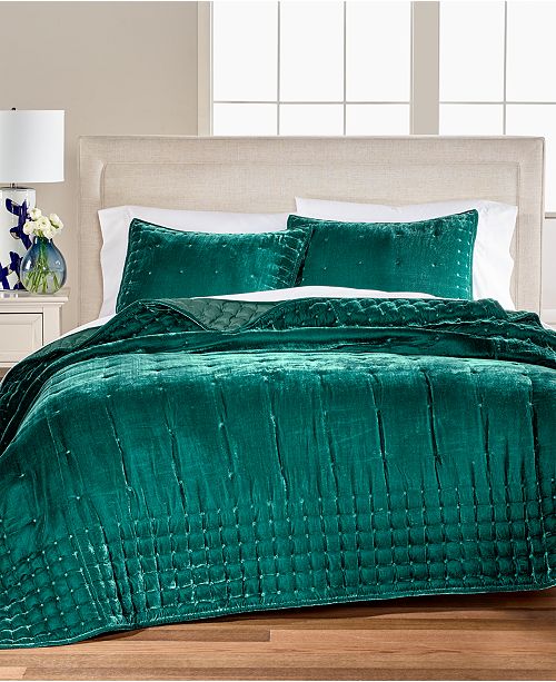 Martha Stewart Collection Tufted Velvet Full Queen Quilt Created For Macy S Reviews Quilts Bedspreads Bed Bath Macy S