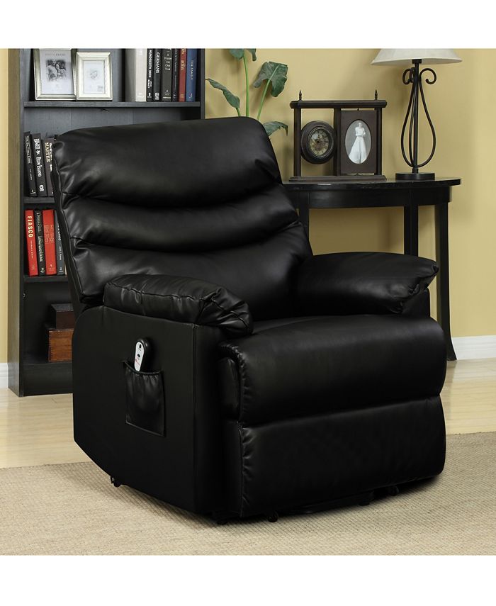 Prolounger Wall Hugger Power Recline And Lift Chair In Black Renu Leather Reviews Recliners Furniture Macy S