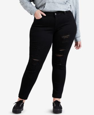 plus size black distressed jeans