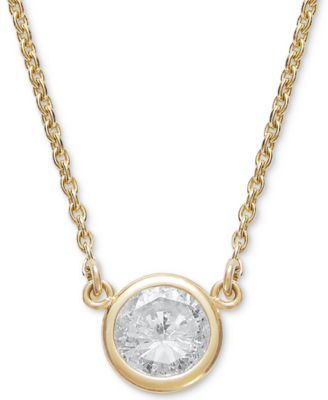 Bezel-Set Diamond Pendant Necklace 
