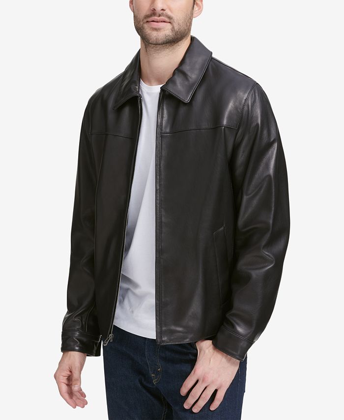 Cole Haan Men's Full-Zip Leather Bomber Jacket & Reviews - Coats ...