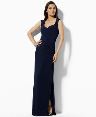 Lauren by Ralph Lauren Dress, Beaded Evening Gown - Dresses - Women ...