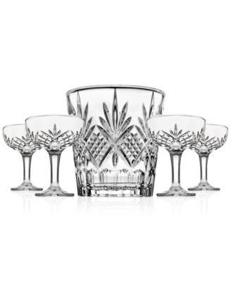 Ведерко для льда Godinger Dublin Crystal из 5 предметов и набор для шампанского Coupe белого цвета