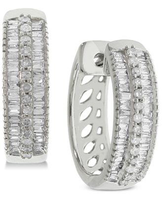 Серьги-кольца Macy's с бриллиантами 0,5 карат, серебристые