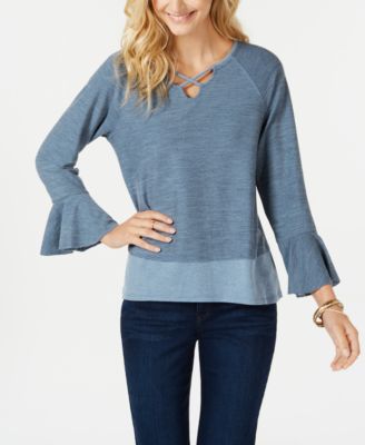 macys bell sleeve tops
