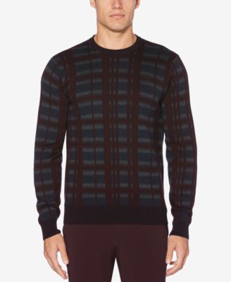 plaid crew neck sweatshirt