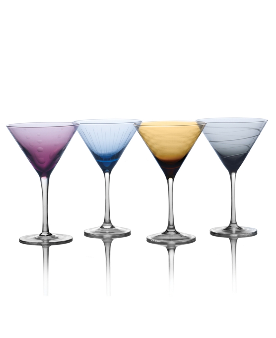 Mikasa Glassware, Set of 4 Cheers Colors Martini Glasses