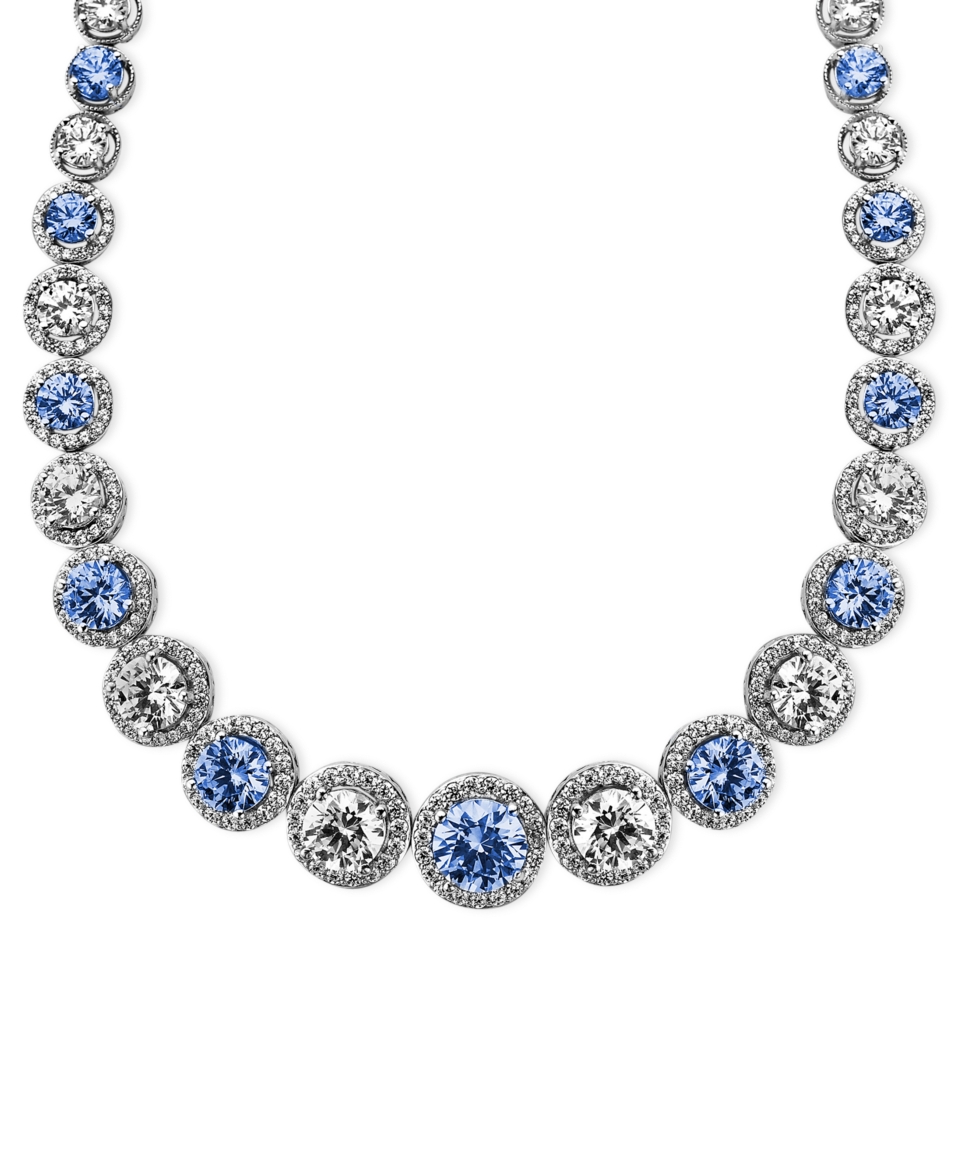 Necklace, Blue and White Swarovski Zirconia Necklace (54 ct. t.w