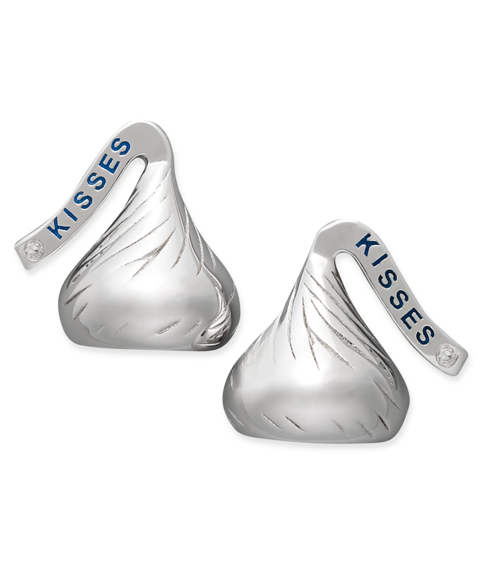 Sterling Silver Hersheys Kiss Earrings, Diamond Accent Stud Earrings