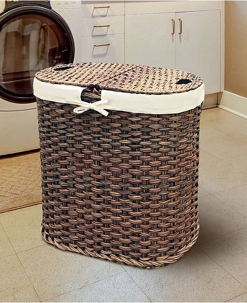 Seville Classics Hand Woven Oval Double Laundry Hamper With Liner Reviews Cleaning Organization Home Macy S