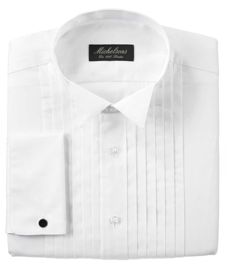 Michelsons of London Classic Fit Pleated Wing French Cuff Tuxedo Shirt