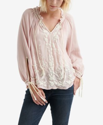 lucky brand embroidered peasant top