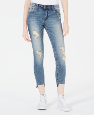 destructed hem jeans