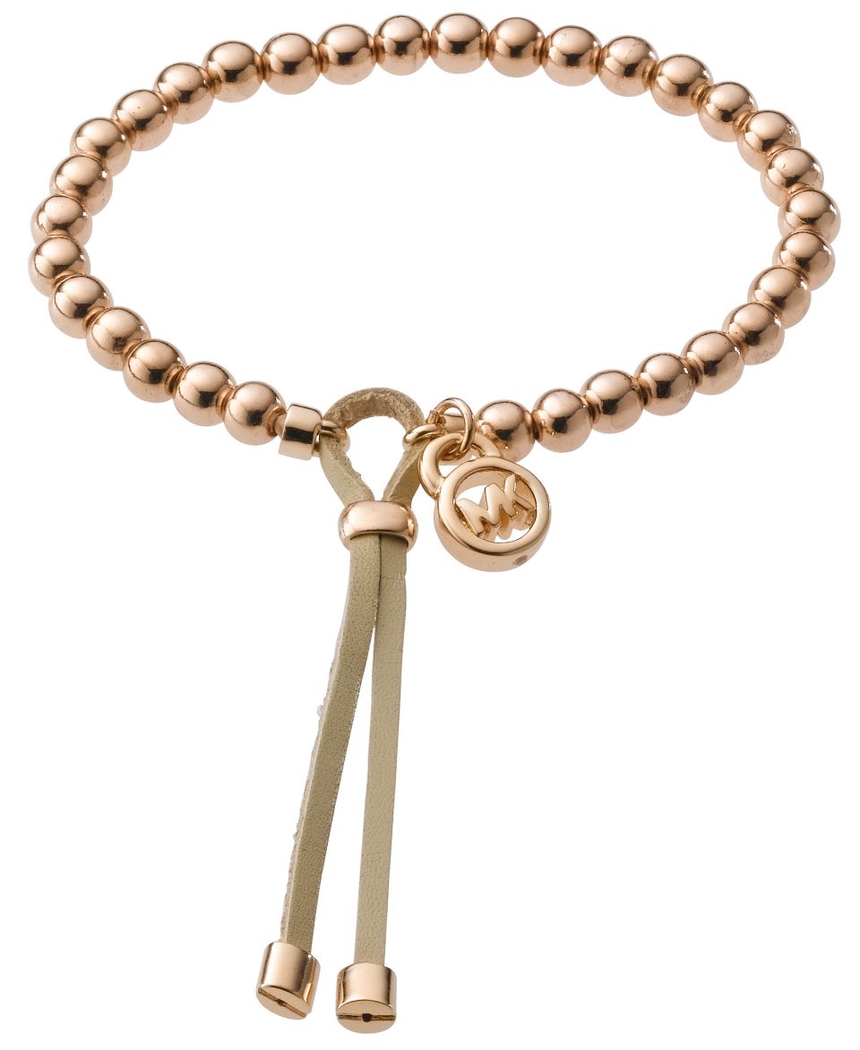 Michael Kors Bracelet, Tri Tone Beaded Leather Bracelet   Fashion