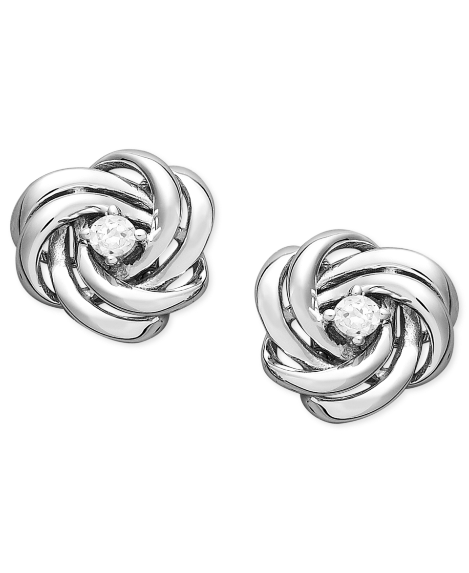 Wrapped in Love Diamond Earrings, 14k White Gold Diamond Knot Earrings (1/10 ct. t.w.)   Earrings   Jewelry & Watches