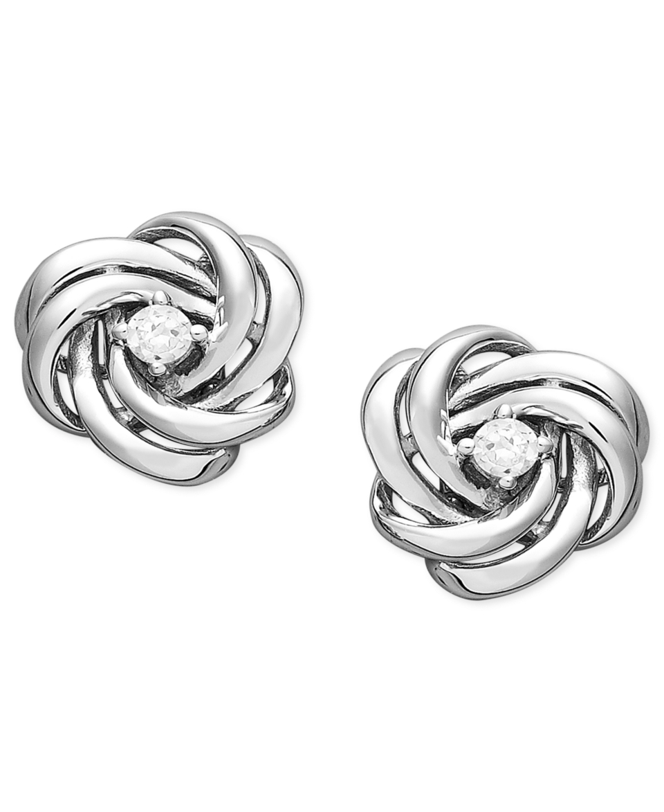 Wrapped in Love™ Diamond Earrings, 14k White Gold Diamond Knot Earrings (1/10 ct. t.w.)   Earrings   Jewelry & Watches