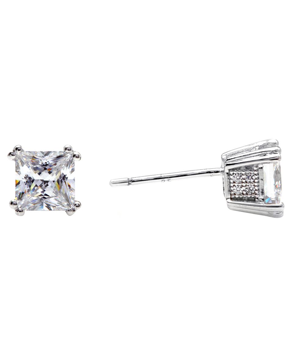 CRISLU Earrings, Platinum Over Sterling Silver Princess Cut Cubic