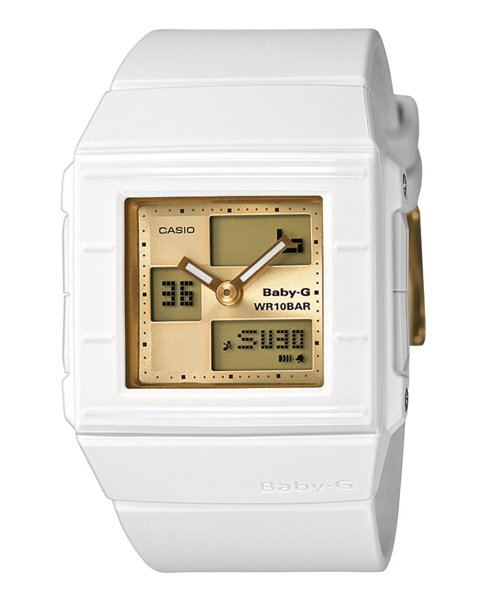 Baby G Watch, Womens Analog Digital White Resin Strap 43x36mm BGA200