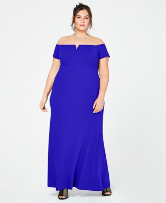 calvin klein blue off the shoulder dress