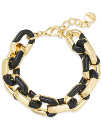 black bracelet with gold