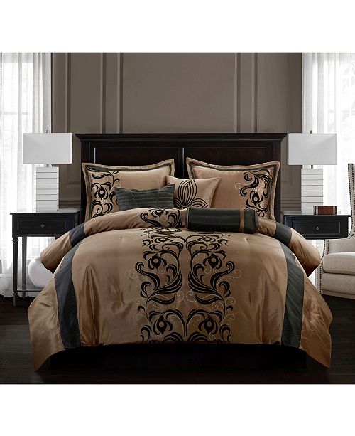 Nanshing Helda 7 Piece Comforter Set Tan Black Queen Reviews Home Macy S