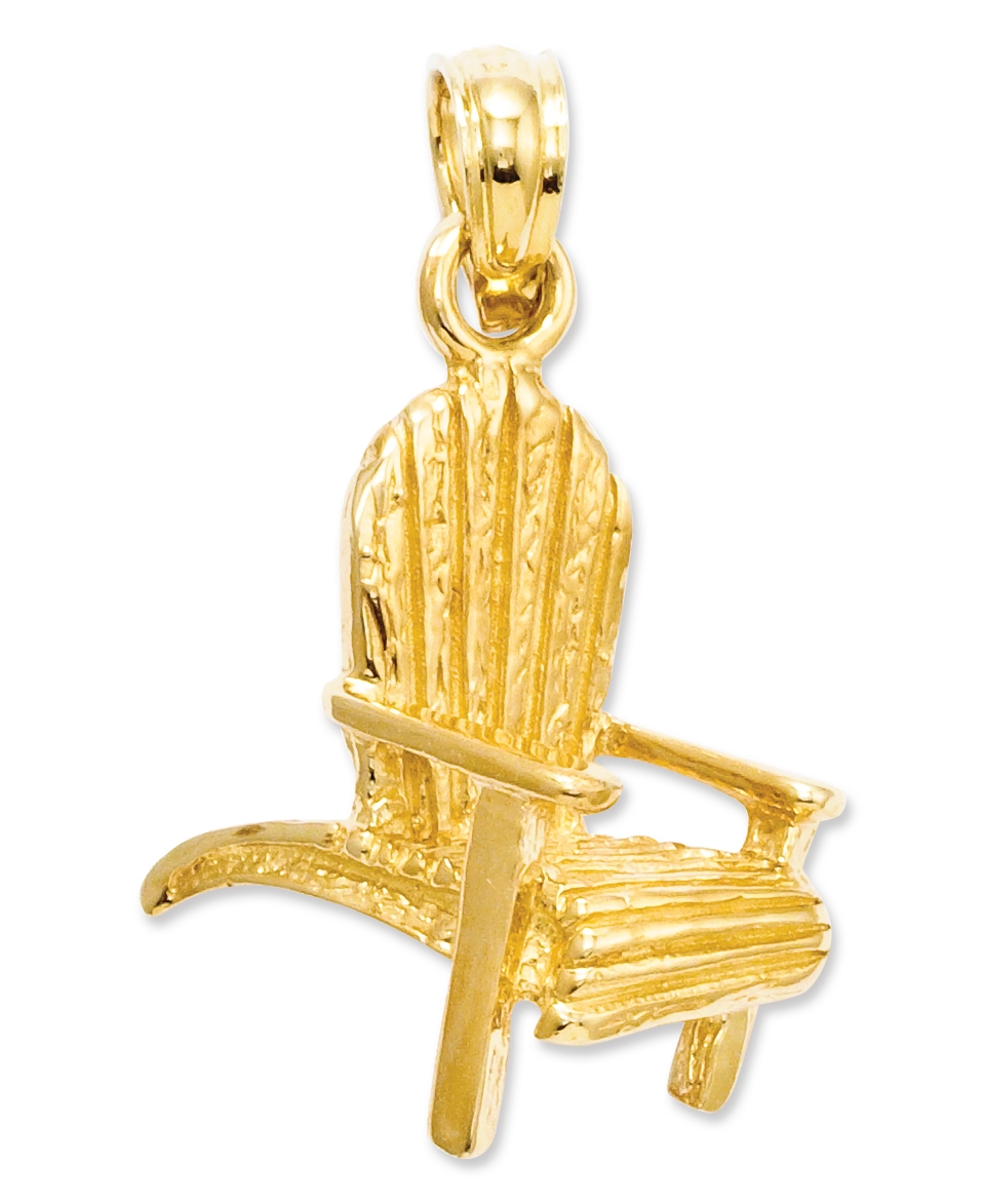 14k Gold Charm, Adirondack Beach Chair Charm   Jewelry & Watches