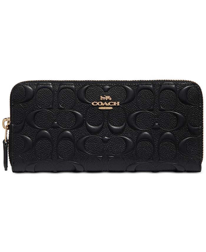 COACH Signature Embossed Leather Slim Accordion Zip Wallet & Reviews ...