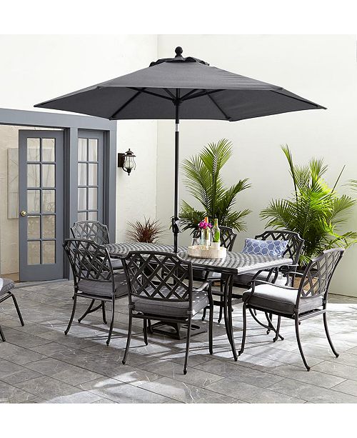 Furniture Vintage Ii Outdoor Cast Aluminum 7 Pc Dining Set 72 X 38 Table 6 Dining Chairs With Sunbrella Cushions Created For Macy S Reviews Furniture Macy S
