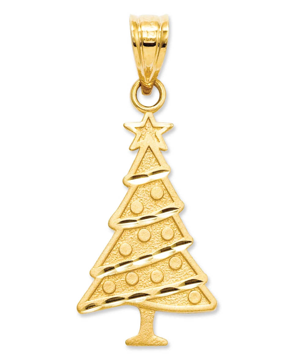 14k Gold Charm, Christmas Tree Charm   Bracelets   Jewelry & Watches